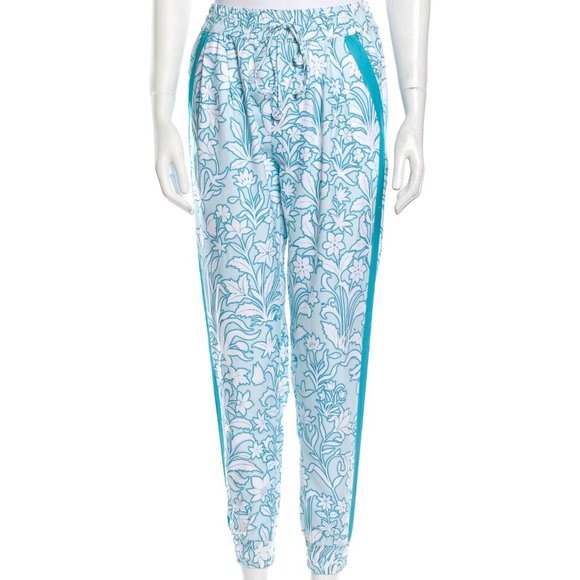 HEMANT & NANDITA Pants - HEMANT & NANDITA Floral Track Joggers Pants - designer Blue and White XL